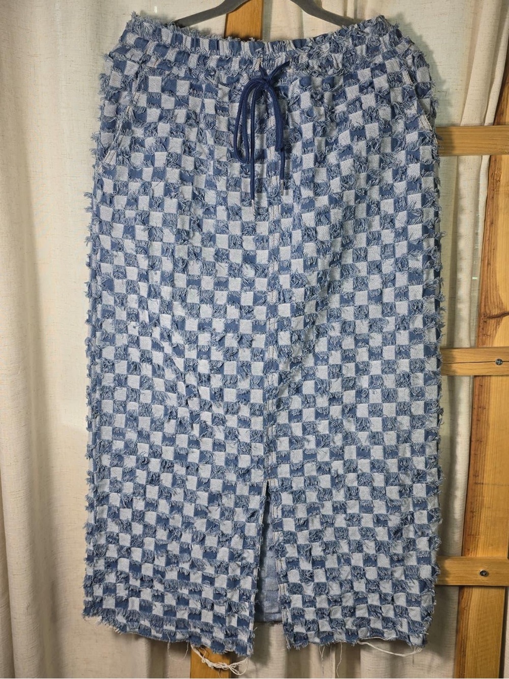 Dressed in LALA Blue and Light Blue Checker Maxi Skirt